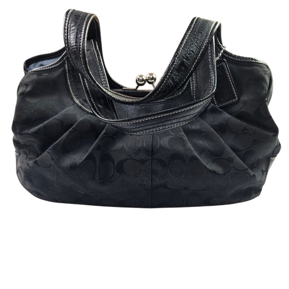 Y2K Coach Ergo Signature Coach Kisslock Black Hobo Shoulder Bag RARE - Picture 2 of 10